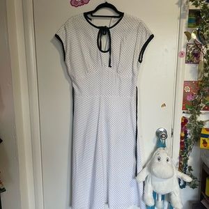 Stop Staring! dress white with polka dots size medium